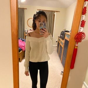 white off the shoulder sweater